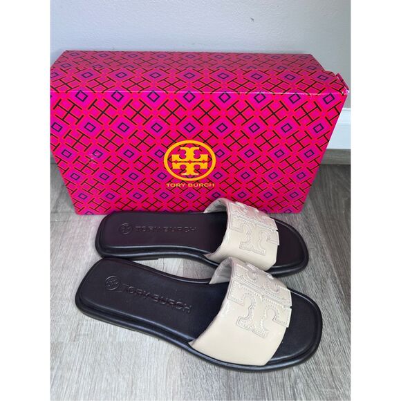 NWOT Tory Burch Double T Sport Slide Sandals Black & White size 7 $198 - Picture 5 of 6